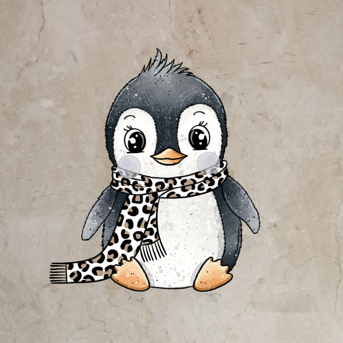 Bügelbild Pinguin Schal Leo
