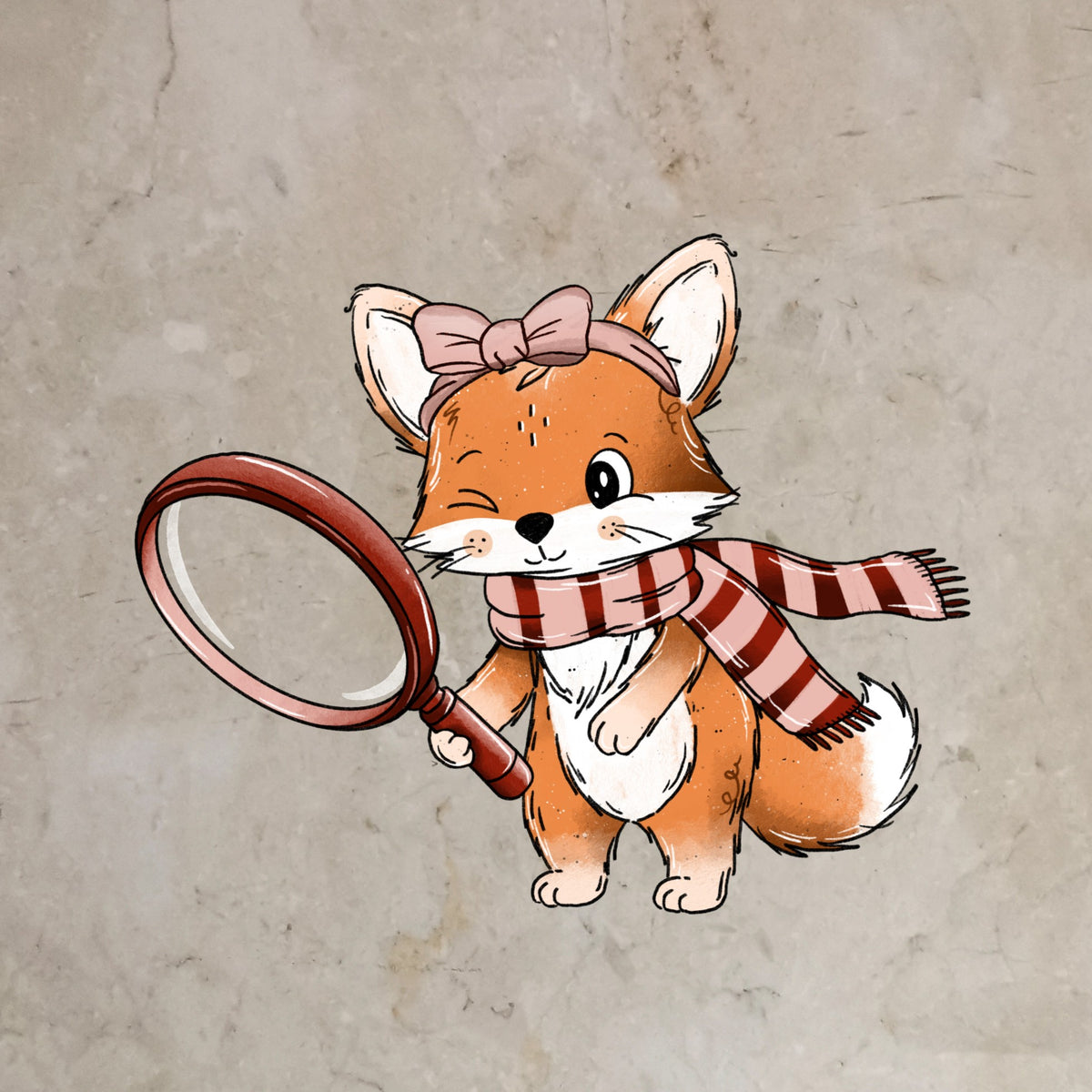 Bügelbild FuchsSuche Lupe rot