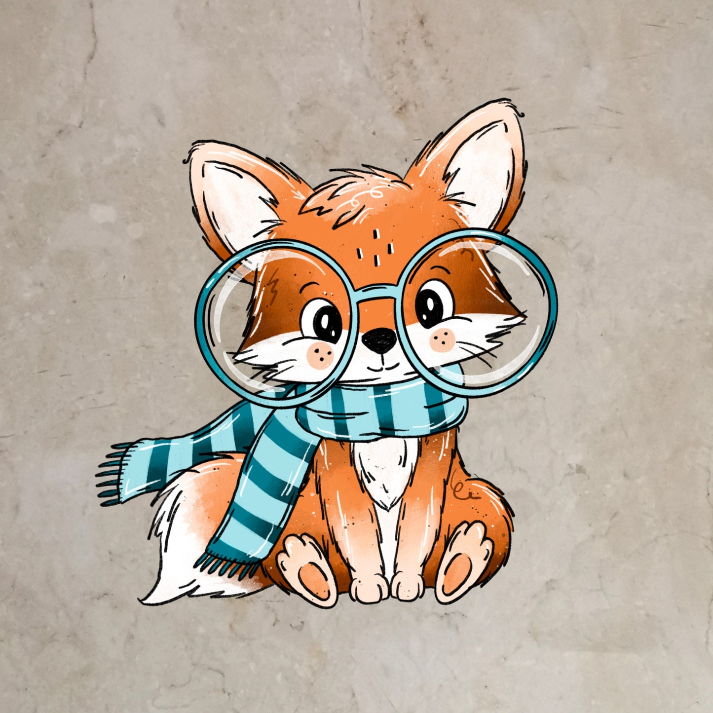 Bügelbild FuchsSuche Brille petrol