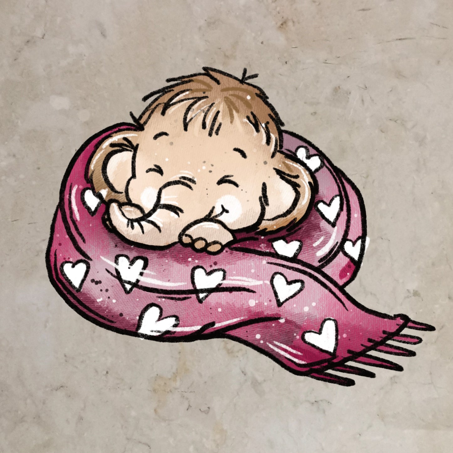 Bügelbild MammutBande Baby Herz