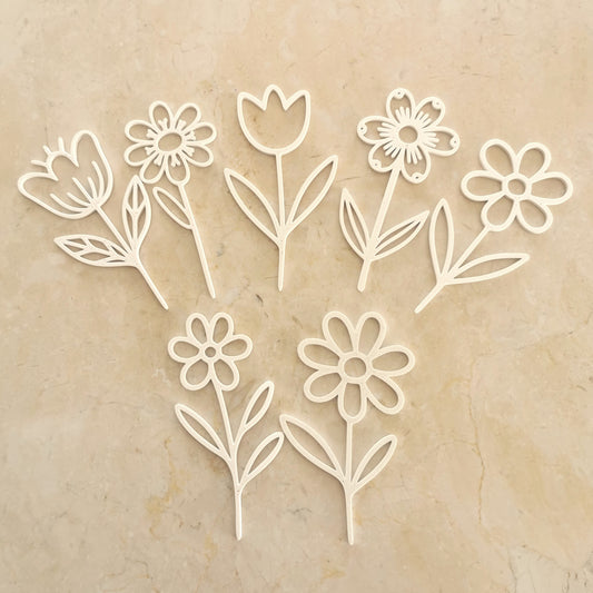 3D-Deko-Set Blumen 7-teilig