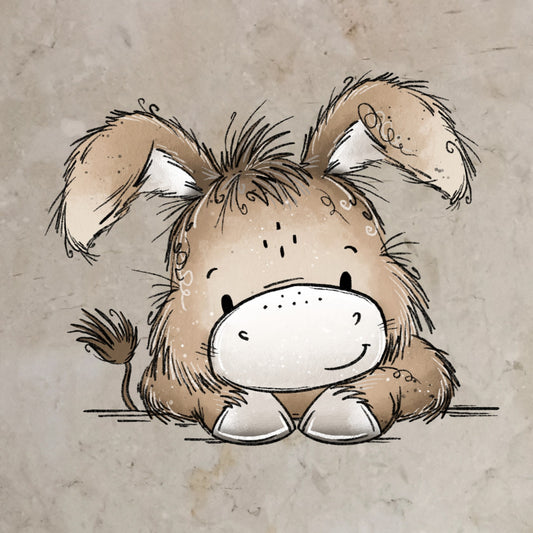 Bügelbild Esel liegend