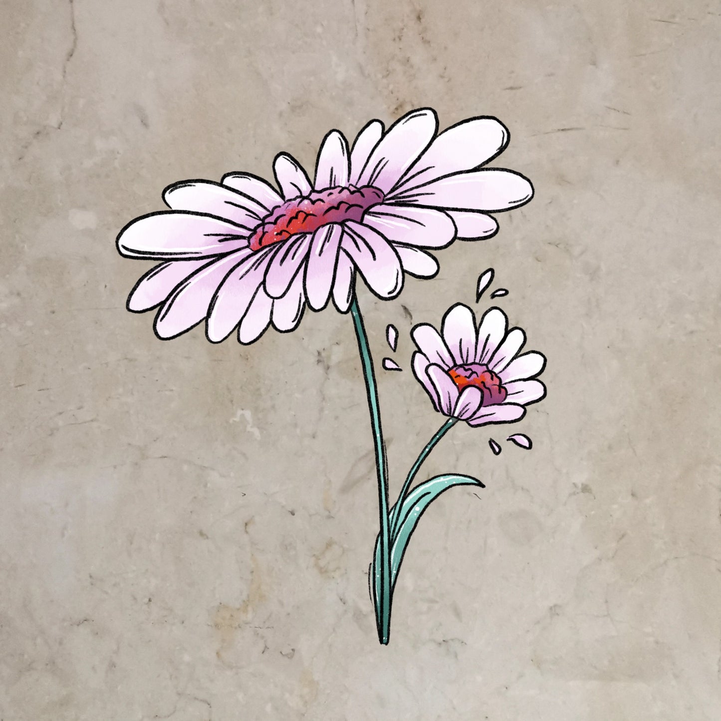 Bügelbild Blume Schnegge lila
