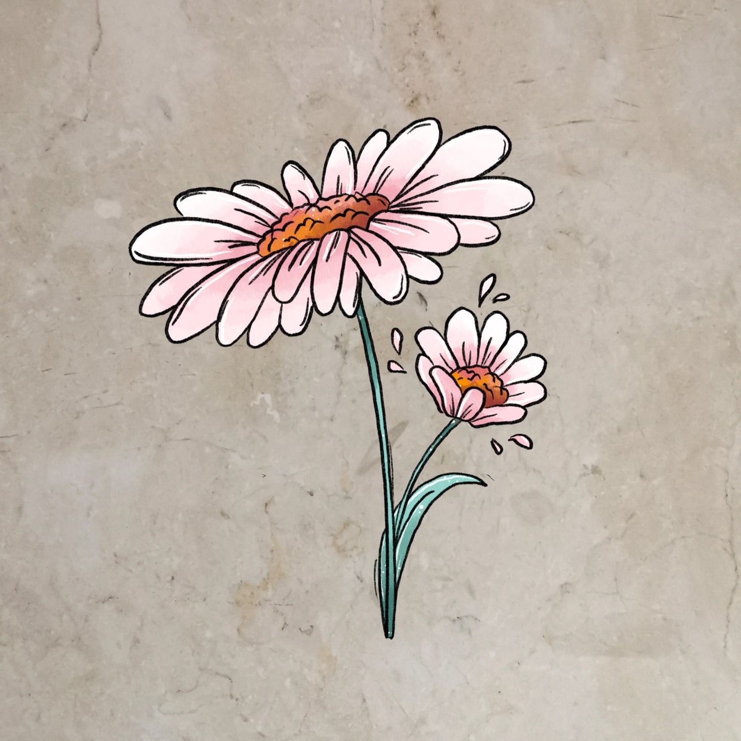 Bügelbild Blume Schnegge rosa