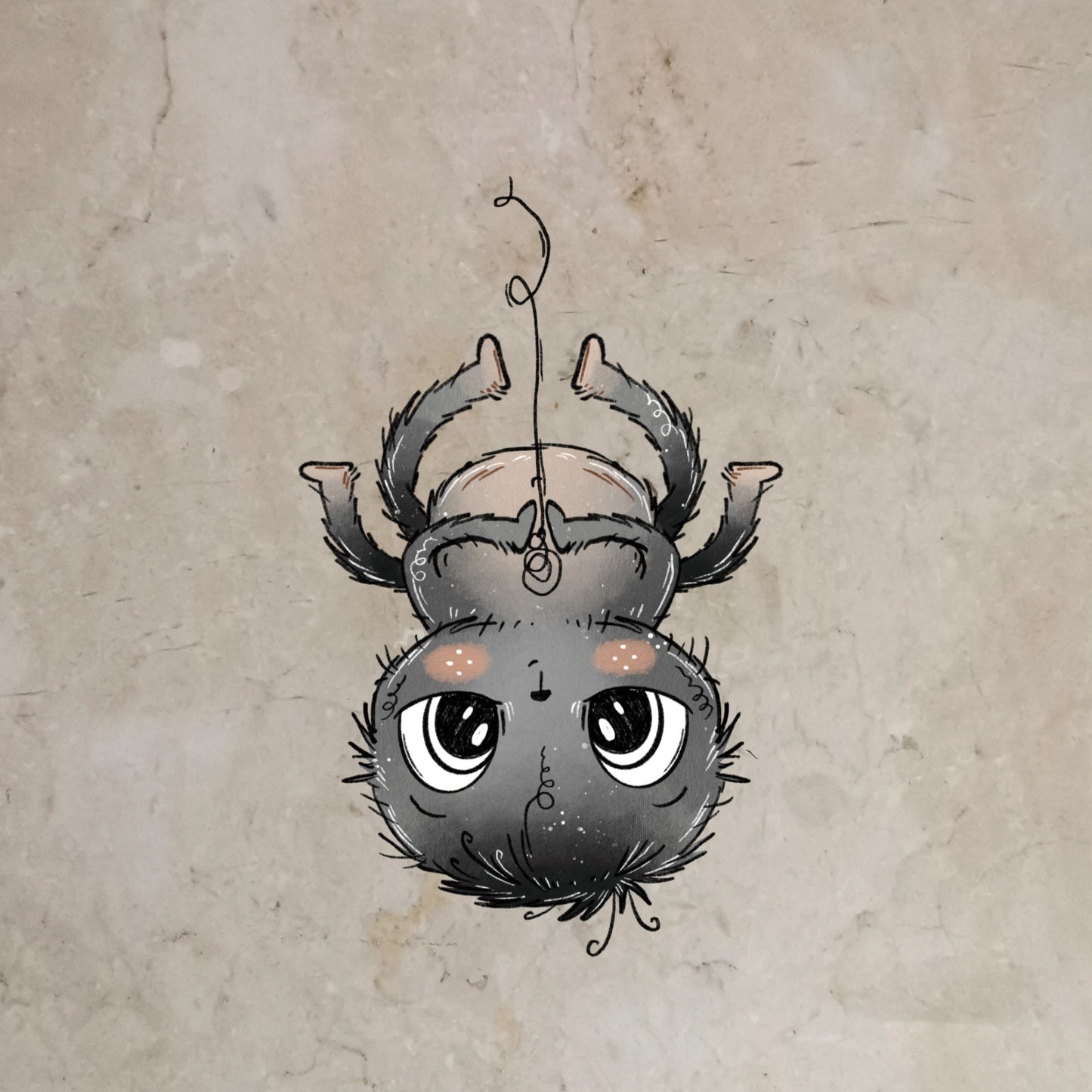 Bügelbild Spinne hängend