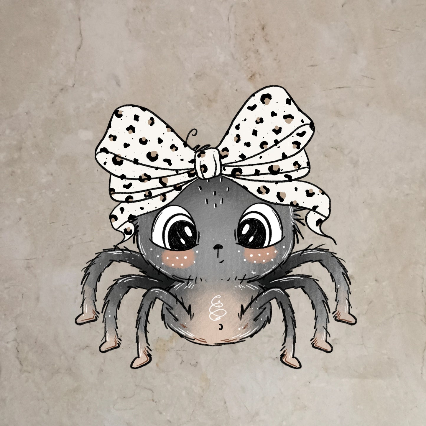 Bügelbild Spinne Schleife