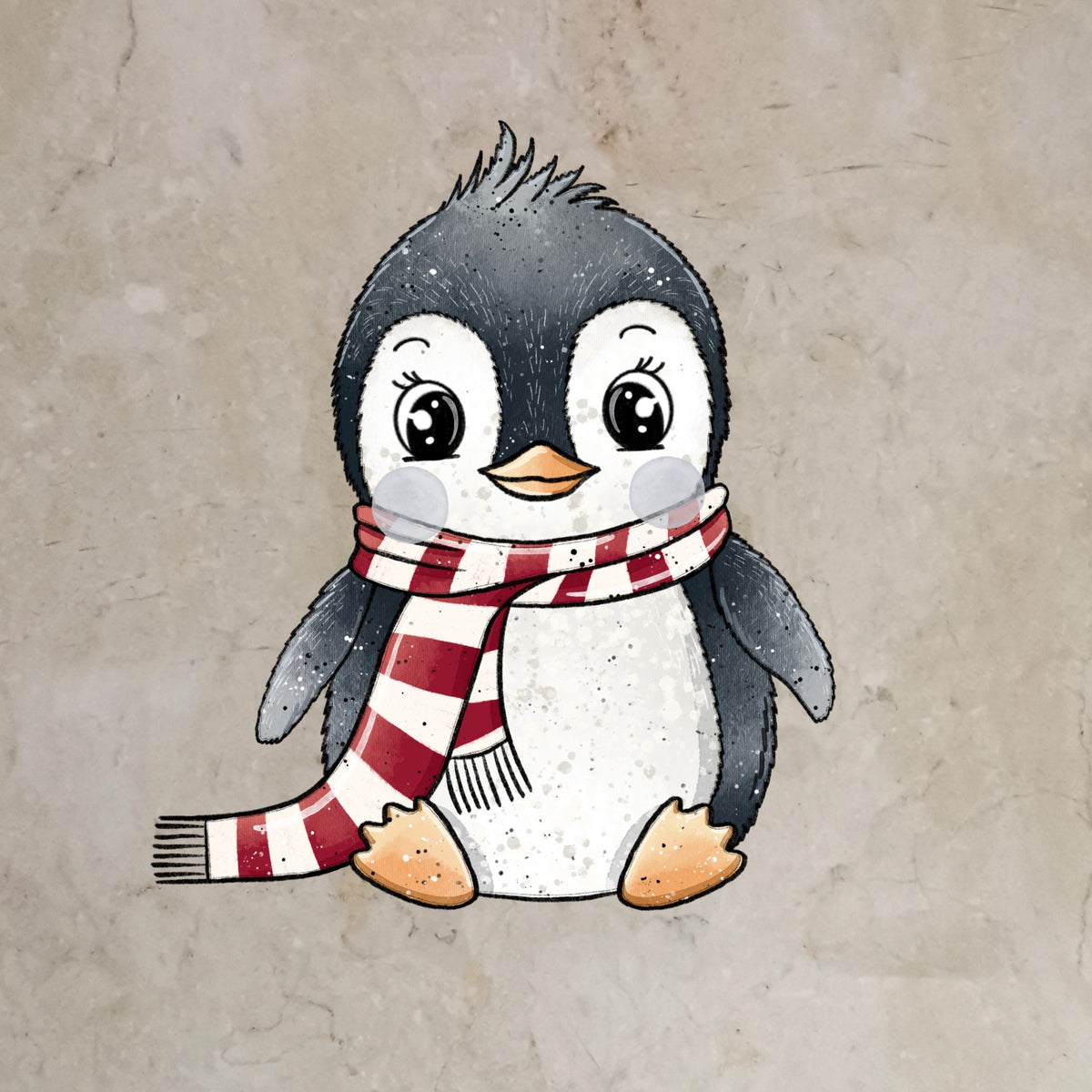 Bügelbild Pinguin Schal rot