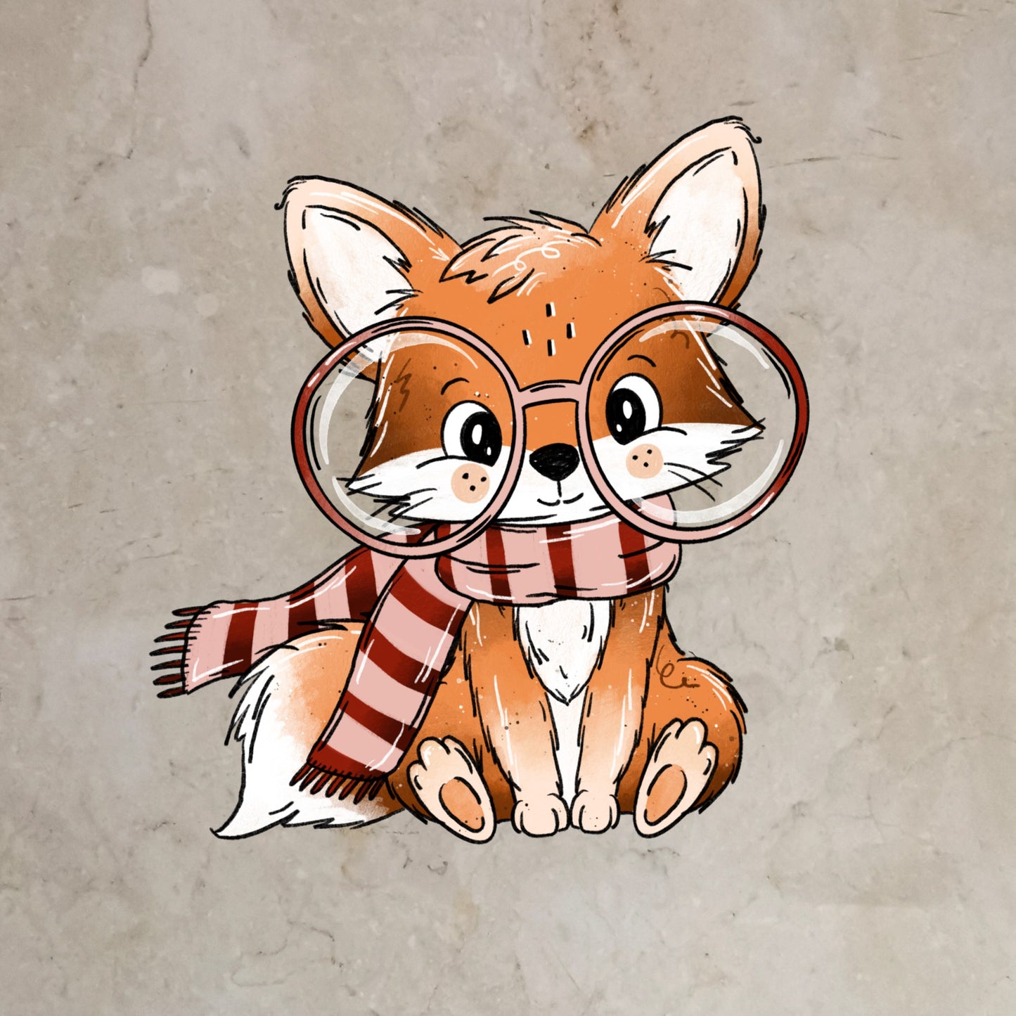 Bügelbild FuchsSuche  Brille rot