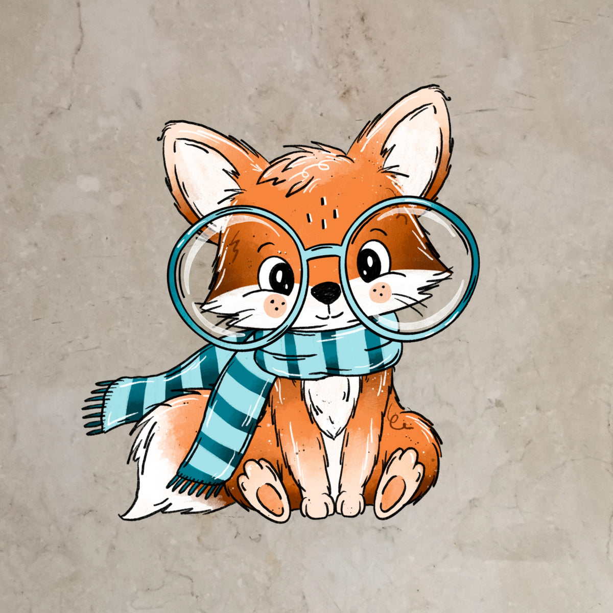 Bügelbild FuchsSuche Brille petrol