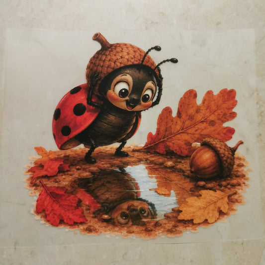 Bügelbild süßer Marienkäfer spiegelnd
