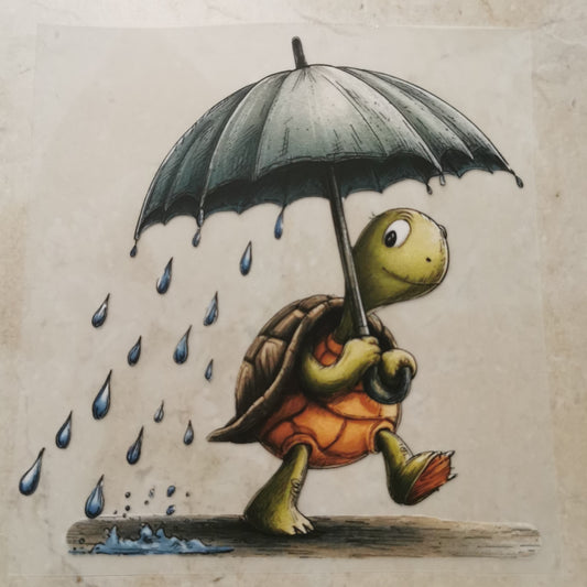 Bügelbild Regentag Schildkröte