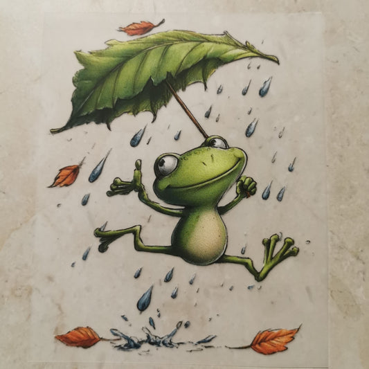 Bügelbild Regentag Frosch