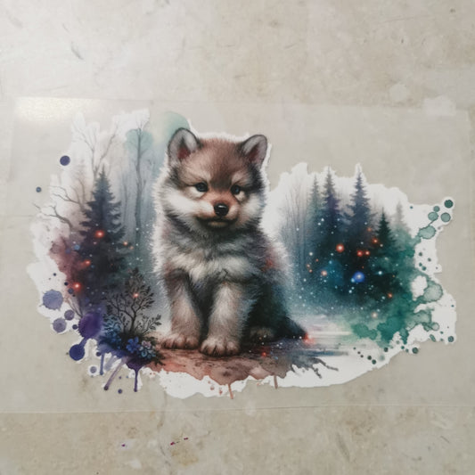 Bügelbild süßer Wolf seitlich bunt