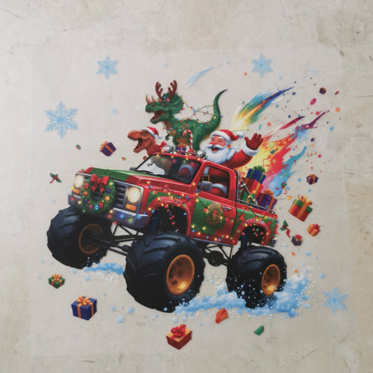 Bügelbild weihnachtlicher Monstertruck
