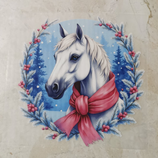 Bügelbild winterlicher Pferdekopf weiß