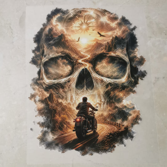 Bügelbild Biker mit Skull