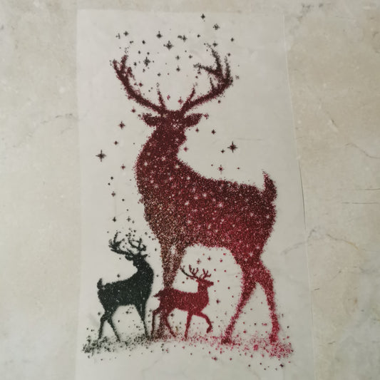 Bügelbild glitzerndes Rentiertrio