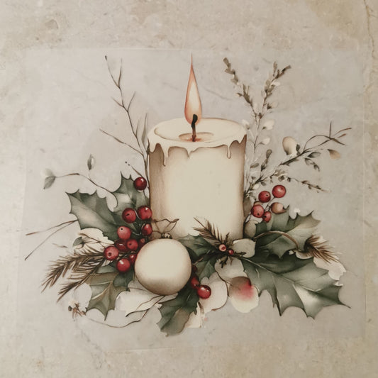 Bügelbild weiße Weihnachtskerze