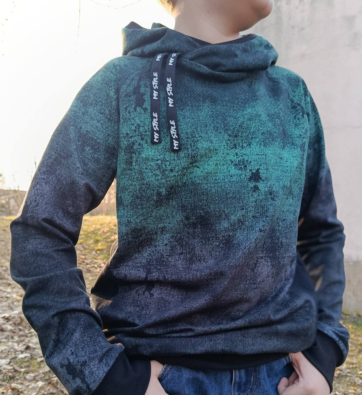 French Terry Verlaufsdenim Mint-Grau