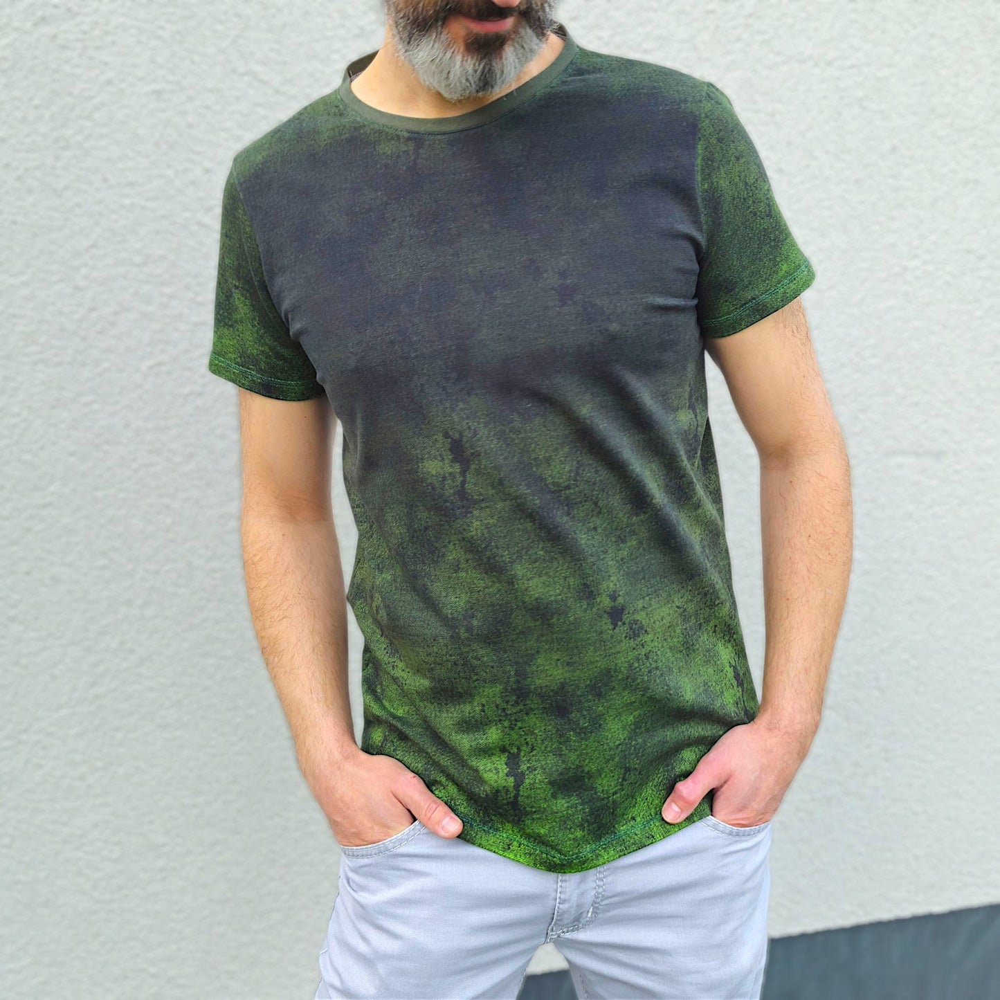 French Terry Verlaufsdenim Grün-Schwarz