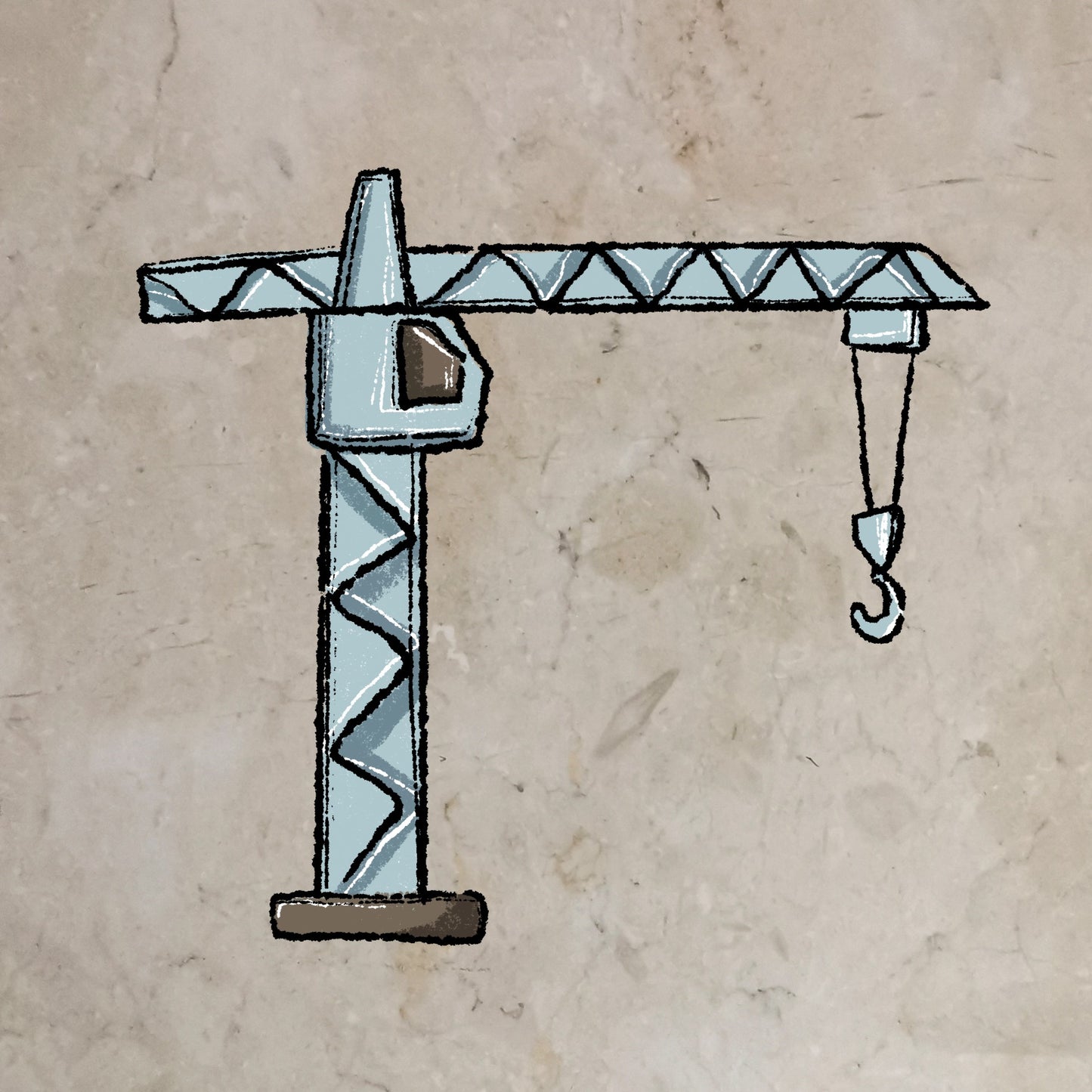 Bügelbild Waldarbeit Kran