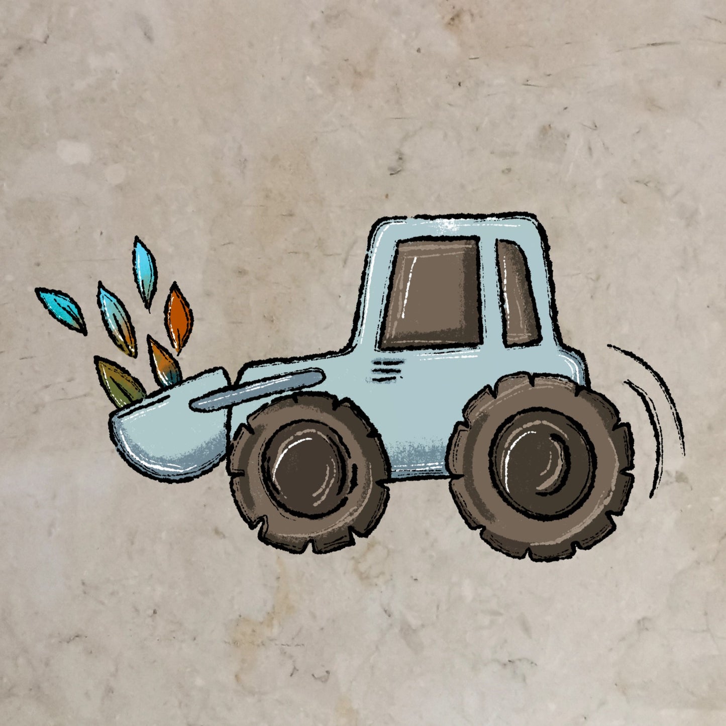 Bügelbild Waldarbeit Tieflader