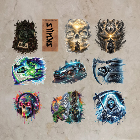 Bügelbild-Bundle Skulls